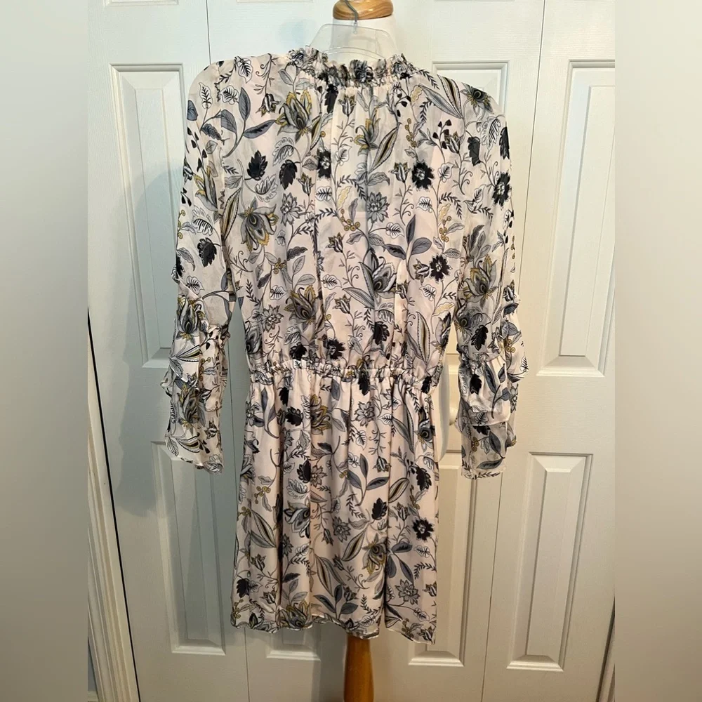 EUC Shoshanna Pale Pink Floral A-Line Silk Dress Size 0 - Picture 8 of 11